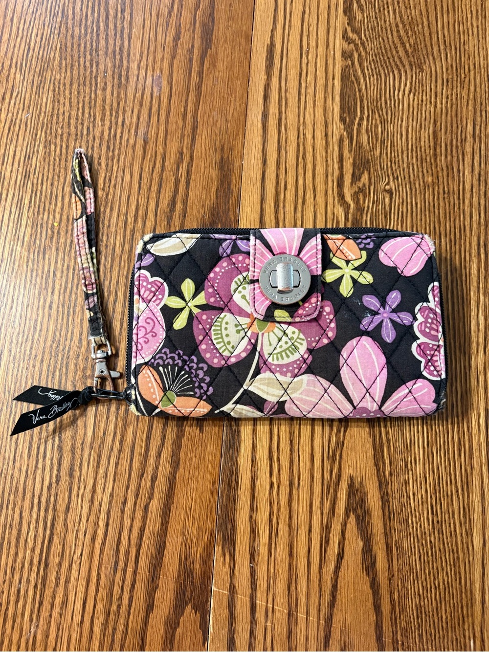 Vera Bradley Quilted Wristlet Wallet - Pirouette Pink Floral Pattern